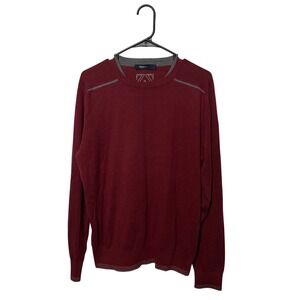 Zegna Sport Sweater Mens XL Burgundy Red Cotton Cashmere Crewneck Pullover Slim